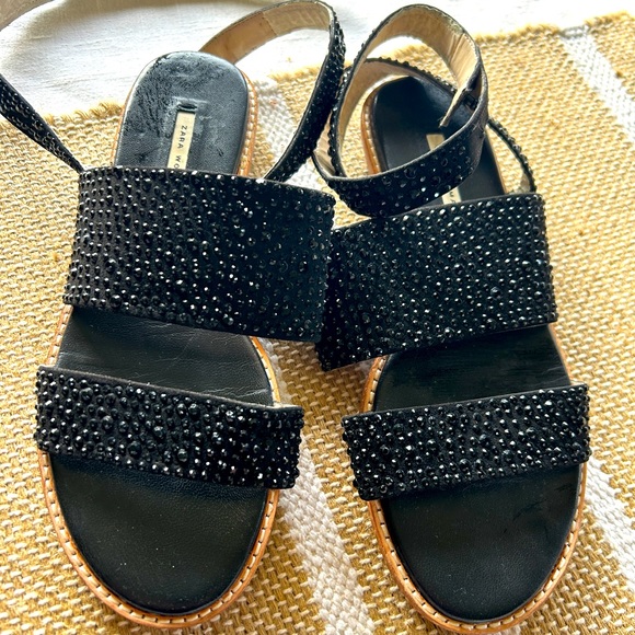 Zara beaded ankle wrap sandals - Size 7.5 (38) - Picture 3 of 8